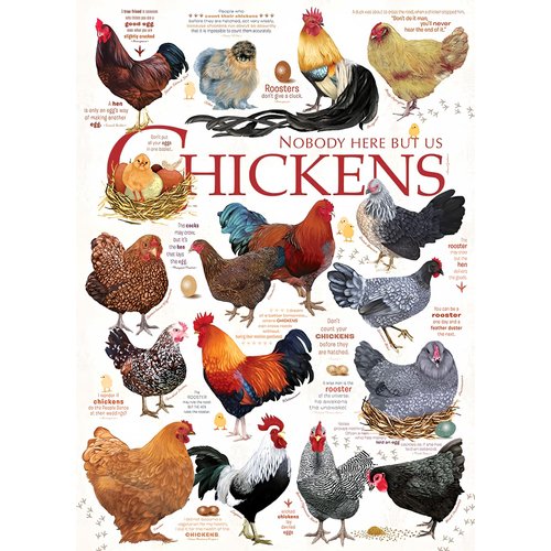 Cobble Hill 1000 Piece Puzzle - Chicken Quotes - Sample Poster Included