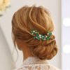 Casdre Green Rhinestone Bridal Hair Pins Silver Crystal Bride Wedding Hair Pieces Pearl Hair Accessories for Women and Girls (Pack of 3)