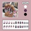 24 Pcs Halloween Press on Nails Short Square - SHANRUN Pink Fake Nails Press ons Patches French Nail Art Tip Glue on Nails Full Cover Acrylic False Nails with Swirl Skeleton Glitter Design for Women