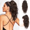 FLUFYMOOZ Ponytail Extension, 18 Inch Claw Clip Ponytail Extension, Wavy Curly Claw Clip in Ponytail Hair Extensions, Natural Fake Ponytail Synthetic Hairpiece for Women (Dark Chocolate Brown)