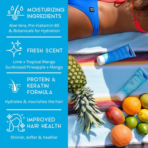 TRISWIM Hair Care Gift Set | Chlorine Shampoo and Conditioner for Swimmers, 8.5 fl oz | Paraben-Free with Aloe Vera and Chamomile | Restores Chlorine-Damaged Hair | Includes Body wash & Lotion Samples