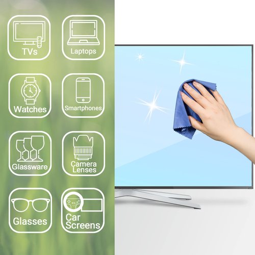 ECO-FUSED Microfiber Cleaning Cloth - 7x6'' Microfiber Cloth - Pack of 6 Blue Lens Cleaning Wipes - Cleaning Cloth for Glasses, Eyeglasses, Camera Lens & Phones