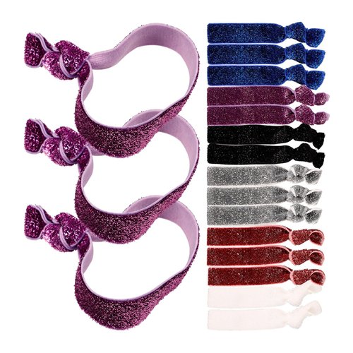 FRCOLOR 18PCS Glitter Hair Ties Elastic Hair Rope Ribbon Hair Ropes No Crease Ponytail Holders Elastic Ribbon Hair Ropes Elastic Hair Band Girl Scrunchies (Assorted Colors