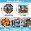 Dirt Bike Birthday Party Supplies Serves 24 Motorcycle Party Paper Plates Napkins Set Motocross Dirt Bike Tablecloth Tableware Kit for Baby Shower Decorations Kids Boys Girls