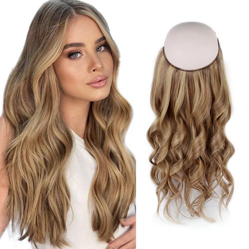 Sassina Invisible Wire Hair Extensions Real Human Hair with Transparent Wire Adjustable Size Secu...