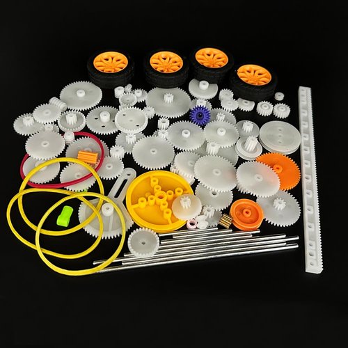 URIMPAVIDO 82PCS Plastic Gears Set Motor Gear Accessories for DC Motor DIY Model Toys RC Car Robot Gear Replacement Module 0.5 Gears Axle Tire Gear Belt Bushings Rack DIY Set