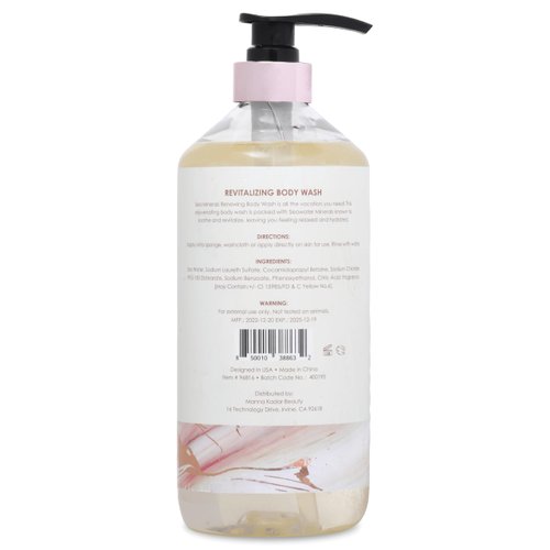 Manna Kadar Beauty Dead Sea Minerals Revitalizing Body Wash, Coconut Hibiscus - Clean, Soothe, Revitalizes, Rejuvenates Skin, Hydrates, Shower Gel