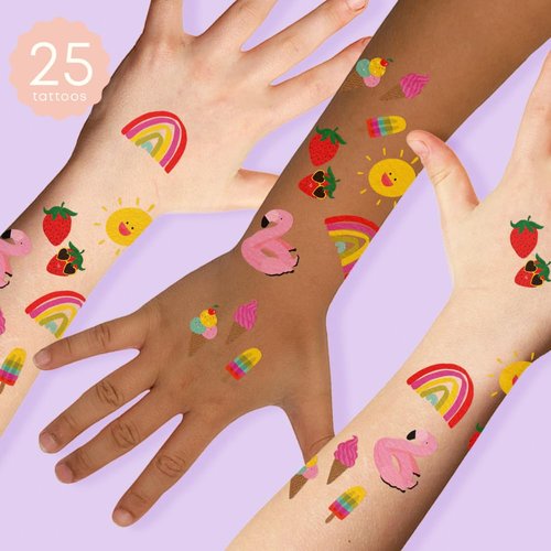 Flash Tattoos SUMMER FUN temporary tattoos | 25 kids tattoos | Tropical Party Favor, beach kids party decor, kids tattoo sticker