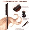 Patelai Hair Teasing Comb Set - 3 Pieces Includes 2 Nylon Triple Teasing Combs and Boar Bristle Teaser Brushes for Women and Men Stylist - Backcombing Slicking Curly Thick Wet Hair(Black)