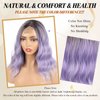 LEOSA Wavy Bob Wig Purple Ombre Wigs for Women Synthetic Ombre Lace Front Wig Short Wavy Wig Middle Part Ombre Lace Wig Bob Wavy Curly Wig Synthetic Heat Resistant Bob Wig Lace 16 INCH