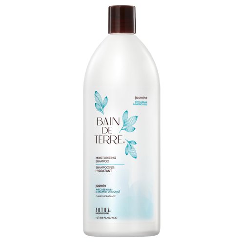 Bain de Terre Jasmine Moisturizing Shampoo, Luxurious Hydration for Dry Hair with Argan & Monoi Oils, Paraben-Free, Color-Safe, Vegan, 33.8 Fl Oz