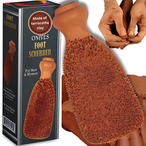 Pumice Stone for Feet Callus Remover, Foot Stone Pumice & Foot Dry Skin Remover Tool, Terracotta Pumus Foot Scrubber for Cracked Heels and Toes, Pumice Stone with Handle, Pumice Stone Shower