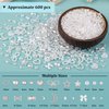 600Pcs 3D Multi Shapes Nail Charms and Flatback Pearls, White Mix Styles Heart Star Bow Sunflower Embellishments for Nail Art, Craft and Decoration with Glue Gel, Tweezer and Pickup Pencil