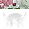 1:12 Dollhouse Garden Table Chair Set,White Miniature Patio Bistro Furniture,Dollhouse Decoration Accessory