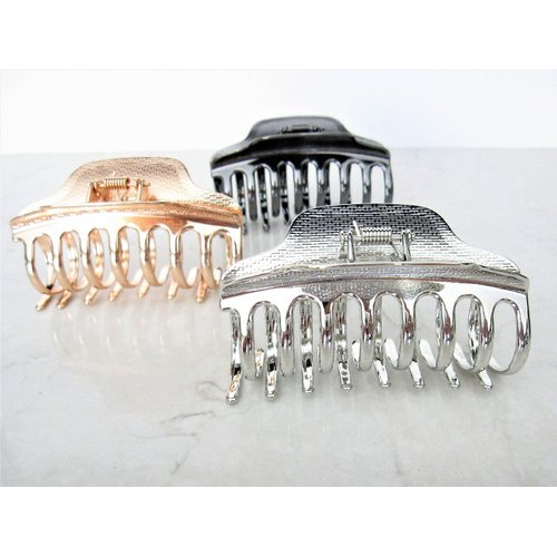 Generic Rose gold silver or dark silver tone metal hair claw clip SET A (Primary color: Gold), 1 Count (Pack of 1)