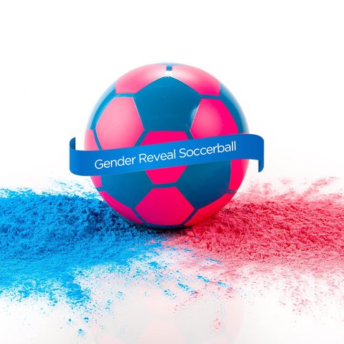 Gender Reveal Surprise! Soccer Ball Kit, Non Toxic Pink and Blue Powder Packs, Soccer Ball Shell