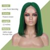 FAVE Bob Wig Human Hair 13x4 Frontal Lace Wig 180% Density Bob Glueless Wigs Human Hair Pre Plucked with Baby Hair 12 Inch Green Short Human Hair Wigs For Black Women (Green)