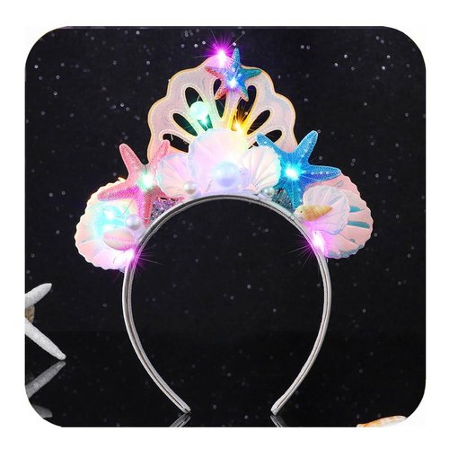 Kilshye Light Up Shell Headband LED Beach Starfish Hair Band Party Costume Hair Accessories for W...