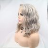 Xiweiya Silver Grey Short Cut Curly Synthetic Lace Front Wigs Bob Hair Curly Lace Wigs Side Parting Heat Resistant Wigs For Women Platinum Gray Wigs 14 inches