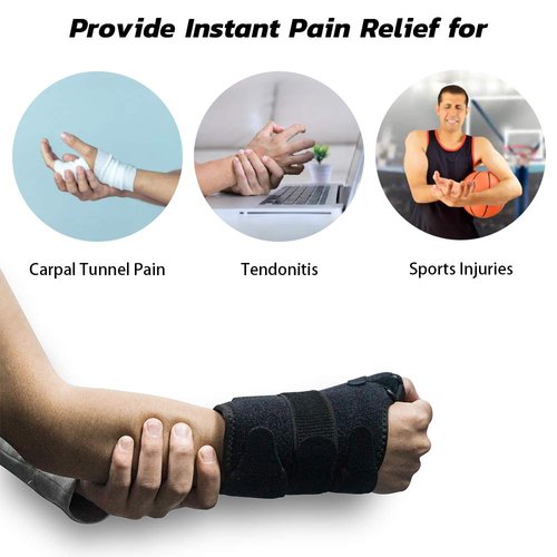 Wrist Ice Pack Wrap - Adjustable Hand Support Brace with Removable Splints & Reusable Gel Pack, Hot Cold Therapy for Pain Relief of Carpal Tunnel, Rheumatoid Arthritis, Tenosynovitis, Sports Injuries