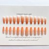 French Press on Nails Long Coffin Fake Nails Full Cover False Nails with gradient Design Acrylic Nails for Women and Girls 24Pcs (orange)
