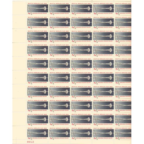 "Space Needle" and Monorail Full Sheet of 50 X 4 Cent Us Postage Stamps Scot ...