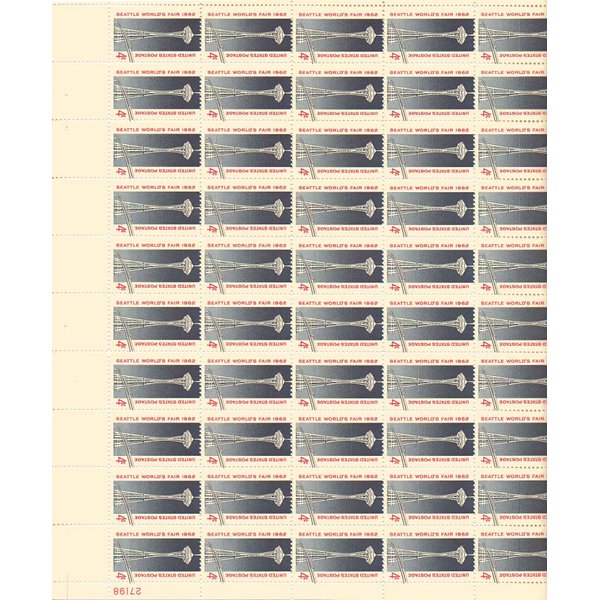 "Space Needle" and Monorail Full Sheet of 50 X 4 Cent Us Postage Stamps Scot ...