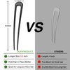 HYFEEL French Hair Pins Metal Hair Forks U Shaped Long Chignon 2 Prong Sticks for Women Hair Accessories (Black, Gold, Silver) 3Pcs