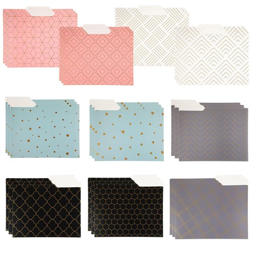 30 Pcs Decorative File Folders in 10 Designs Letter Size Colored File Folders with 1/3-cut Tabs 11.69 x 9.25 Inches Graphic Geometric Floral Leaf Office Supplies Organizers for Office (Geometric)