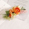 Wedding Flower Hair Comb Boho Wedding Orange Bridal Headpieces Hairpins Bride Hair Combs Floral Slide Hair Clips Hair Accessories for Women and Girls(Orange)
