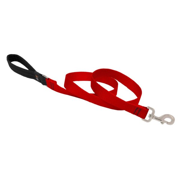 Dog Leash by Lupine in 1" Wide Red 4-Foot Long with Padded Handle