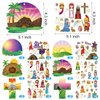 72 Sheets Easter Sticker He Lives Scenes Craft Kit with Rope for Kids Resurrection Stickers Jesus Cross He Is Risen Scene Sunday School Classroom Craft for Kid Party Game Easter Art DIY Project Supply