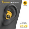 Browning Hearing Protection for Shooting by Decibullz Custom-Molded Earplugs, 31-Decibel Noise Reduction Rating (NRR), Includes Lanyard and Travel Case