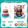 auby Stacking Rings Baby Toys STEM Learning Toy with Sound Effects & Wobbling Base Educational Sensory Stacking Toys for Toddlers Babies Boy Girl Age 9+ Months, 8 in Set