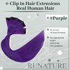 RUNATURE Clip in Hair Extensions Real Human Hair Purple Hair Extensions Human Hair Clip in Extensions 14 Inch Clip in Hair Extensions Purple Human Hair Extensions Clip ins Double Weft 25g 5pcs