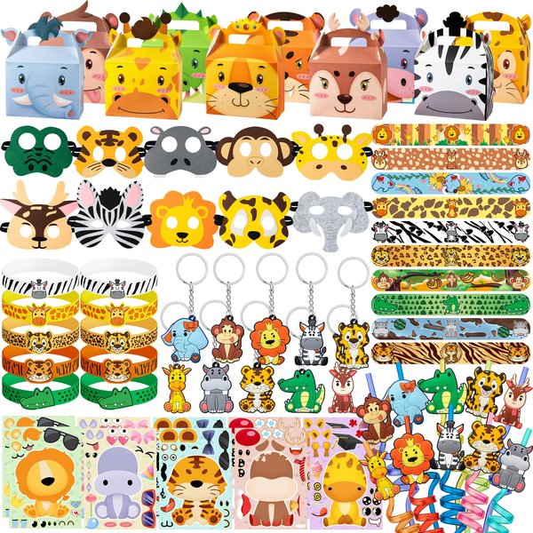 DMIGHT Jungle Safari Party Favors Set Wild Animals Set for Kids Birthday Gifts, Wild Theme Party favors for Kids Birthday Party Baby Shower Goodie Bag Fillers Jungle Safari Party Supplies (Animal)