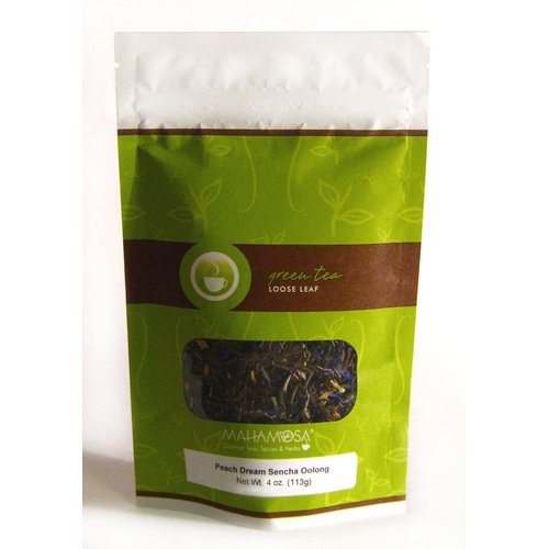 Mahamosa Peach Dream Sencha Oolong 4 oz, Loose Leaf Oolong Tea and Green Tea Blend