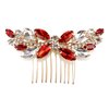 Sppry Rhinestone Hair Comb - Sparkly Hair Accessory for Bridal Women in Wedding Party(Red-Gold)