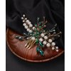 Denifery Emerald Hair Comb Emerald Headpiece Gold Emerald Hair Piece Green Hair Comb Emerald Hair Accessories for Women and Girls (Style 4)