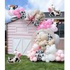 Pink Cow Balloon Garland Kit Cow Print and Pastel Pink White Tan Cowgirl Balloons for Girl my first rodeo birthday party decorations holy cow im one supplies