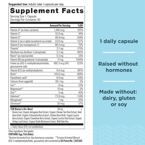 Ancient Nutrition Multivitamin for Women, Ancient Multi Women's 40+ Once Daily Vitamin Supplement, Vitamin B, Vitamin C and Vitamin K2, Folate and Iron Supplement, Supports Bone Health, 30ct