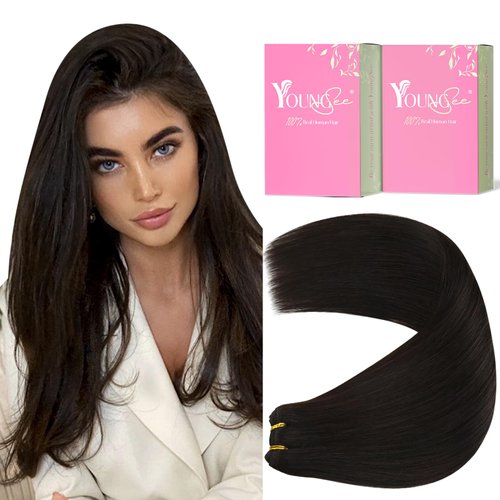 YoungSee Weft Extensions Human Hair Brown Sew in Hair Extensions Human Hair Brown Human Hair Weft...