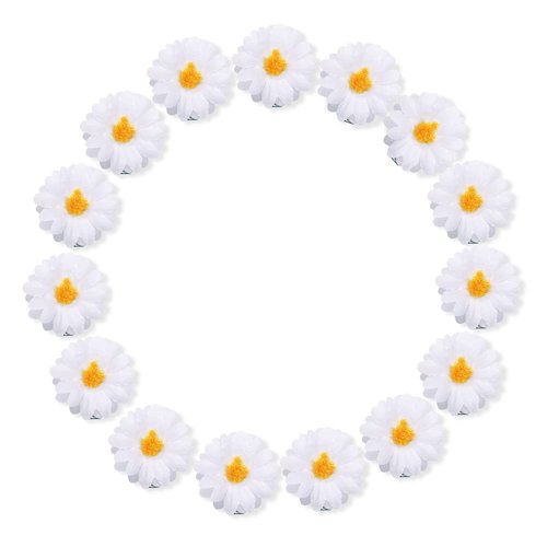 CÉLLOT 15PCS Daisy Flower Hair Clips,Small Sun Flower HairPins,Mini Flower Hair Clips Bridesmaid Girls Women Hair Accessories for Beach Wedding Decor (White Colors)