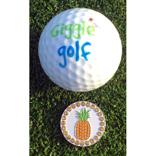 Giggle Golf Bling Pineapple Golf Ball Marker with A Standard Hat Clip
