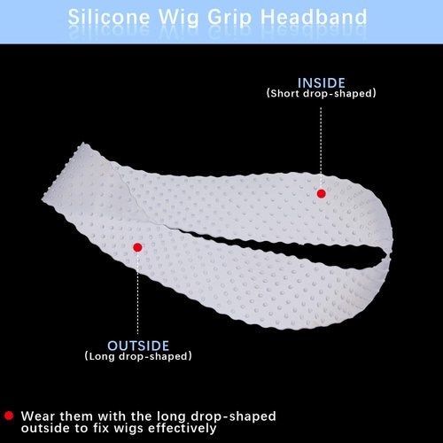 WILLBOND 3 Pieces Silicone Wig Grip Headband, 3 Pieces Nylon Wig Caps - Transparent, Dark Brown, Black - For Women Unisex Non Slip Wig Bands Sports Yoga Lace Front Wig