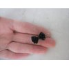 Generic Two small tiny sparkle black bow crystal hair pin clip barrettes fine hair