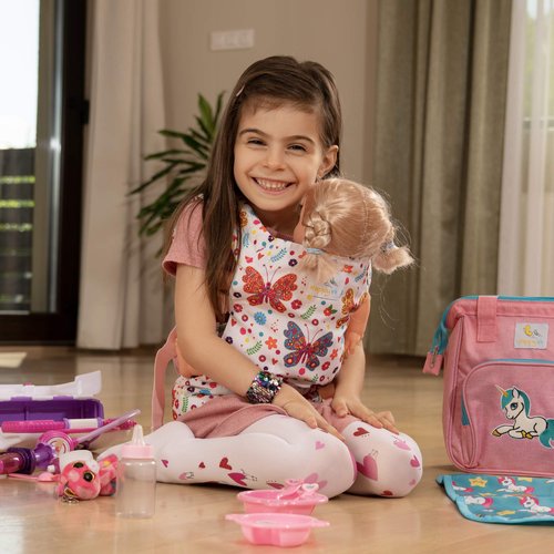 HappyVk Baby Doll Carrier Toy Doll Carrier Front Back for little girls Doll Accessories Butterfly