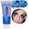 MEICOLY Blue Face Body Glitter,Halloween Face Glitter Gel,Festival Rave Accessories,Patriotic Veterans Day Independence Day 4th of July Pride Face Paint Makeup,Sparkling Mermaid Body Glitter for Women