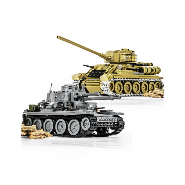 SEMKY Military Series 38T Tank + T34 Tank 2 in 1 MOC Building Blocks（1000 Pieces）,WW2 Army Tank for Kid and Military Fan