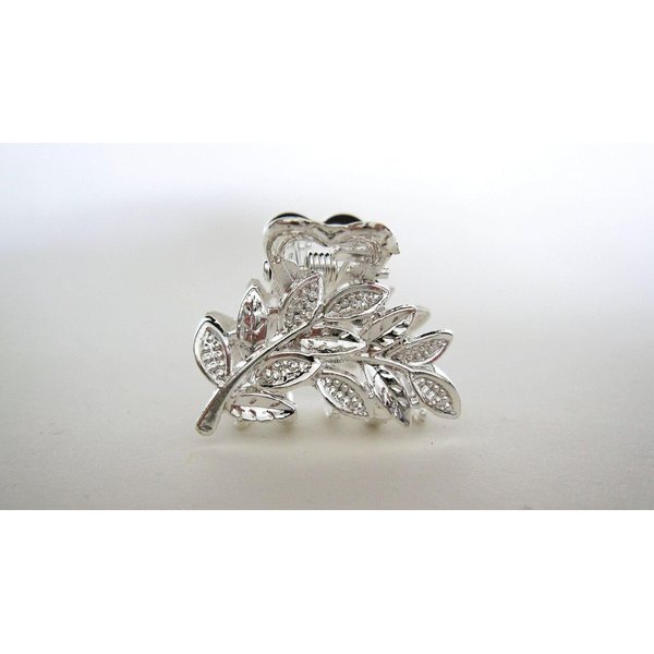 Generic Small mini light silver metal leaf hair claw clip